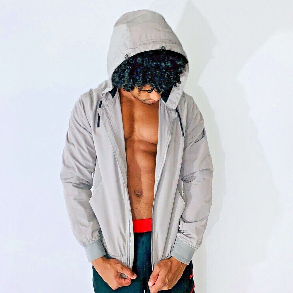H&M Vintage Military Bomber Jacket Gray Silver Nylon Glanz Silky Small